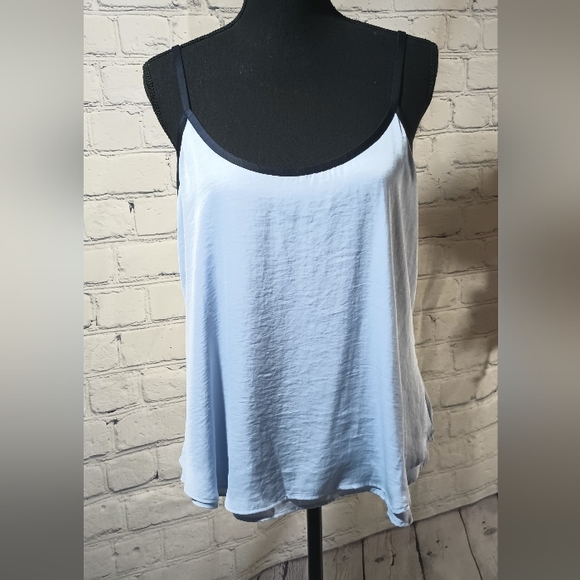 Slvls Kenneth Cole NY Textured Woven Chiffon Overlay Cami Blouse SkyBlue - Picture 6 of 15